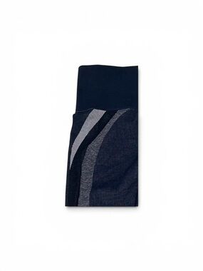 Spanx Look At Me Now Seamless Leggings Side Stripe Navy Blue Athletic Womens M